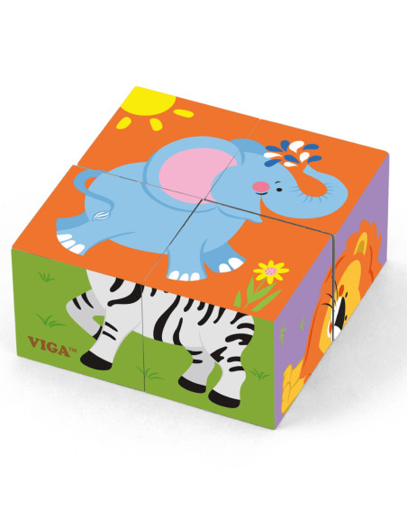 Viga Drewniana układanka Zoo Puzzle  4 klocki
