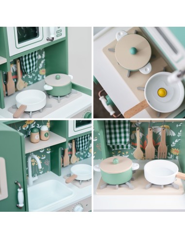 Large Wooden Vintage Kitchen CLASSIC WORLD for Kids + Accessories