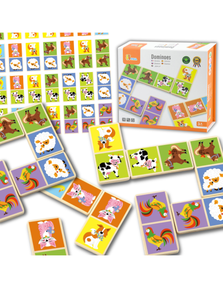 Drewniana gra Domino Farma Viga Toys 28 elementów