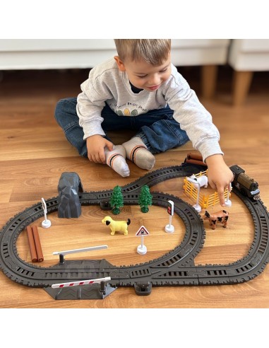 WOOPIE XL 66-piece Electric Train with Light and Switch