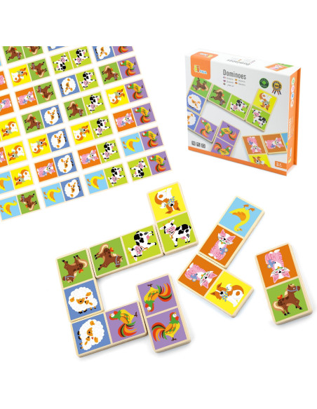 Drewniana gra Domino Farma Viga Toys 28 elementów