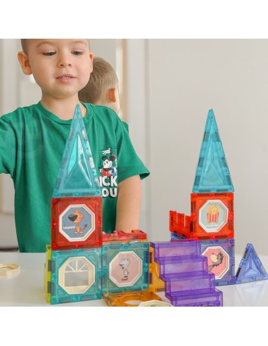 WOOPIE magnetinės 3D kaladėlės - Pilies ir Transporto Priemonių rinkinys 71 el.