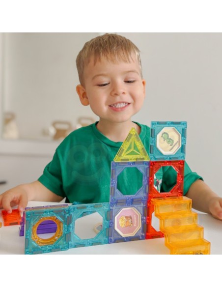 Magnetische 3D-Bausteine WOOPIE – Set Burg und Fahrzeuge 71-tlg.