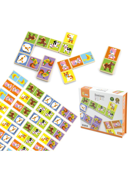 Drewniana gra Domino Farma Viga Toys 28 elementów