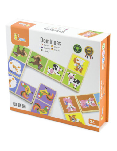 Drewniana gra Domino Farma Viga Toys 28 elementów