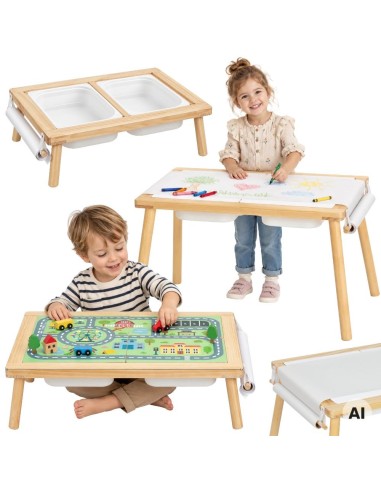 Woopie Wooden Activity Table - Chalkboard Map