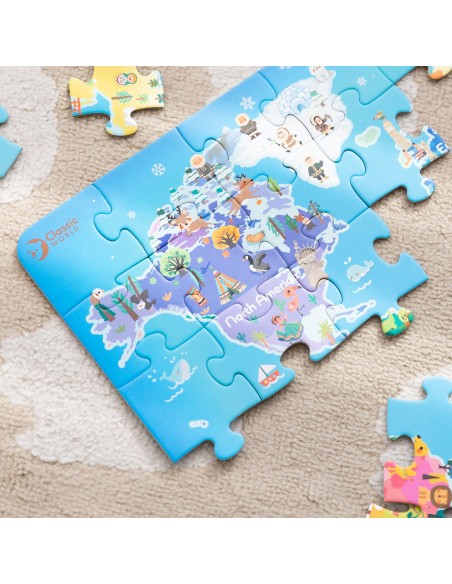 Puzzle Mapa Świata CLASSIC WORLD - Edukacyjna Zabawka Dla Dzieci