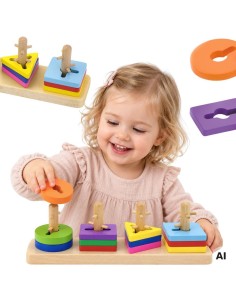 VIGA Drewniane klocki z sorterem kształtów Montessori - zabawa i nauka
