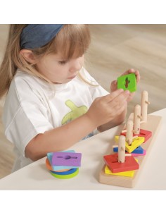 VIGA medinės kaladėlės su Montessori formų rūšiuokliu - žaidimas ir mokymasis 2