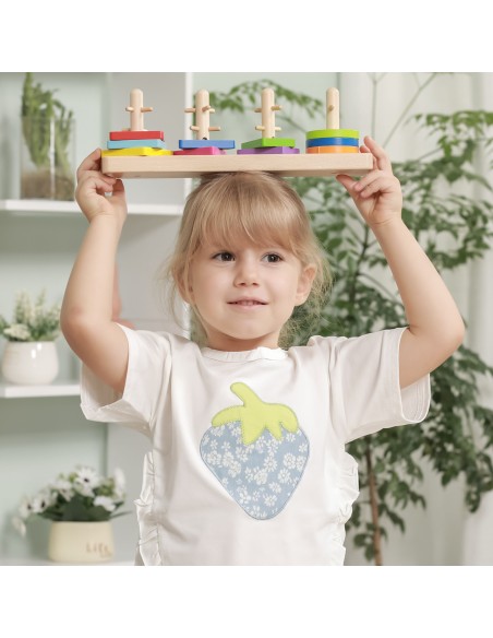VIGA Drewniane klocki z sorterem kształtów Montessori - zabawa i nauka
