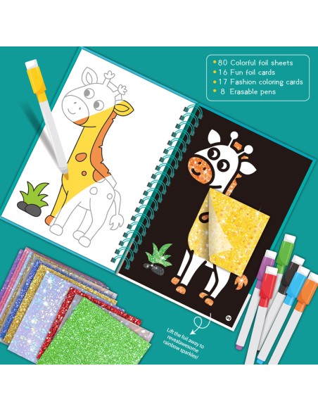 Scratch-Off Sticker Glossy Foil Animals Woopie - Set