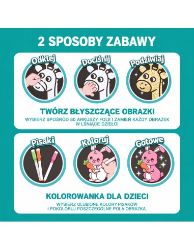 Scratch-Off Sticker Glossy Foil Animals Woopie - Set