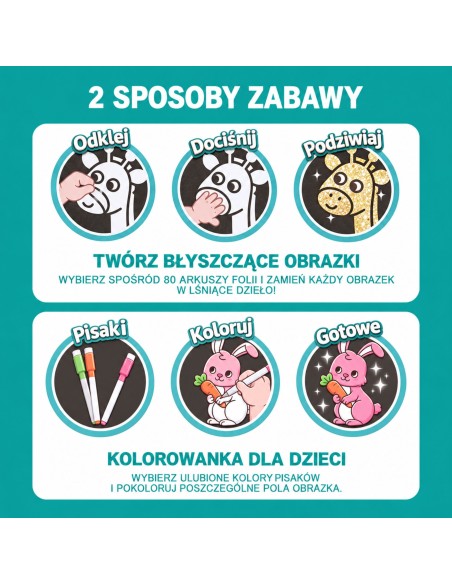 Scratch-Off Sticker Glossy Foil Animals Woopie - Set