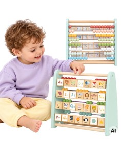 TOOKY TOY dvipusis medinis abakusas – abėcėlė ir skaičiavimas