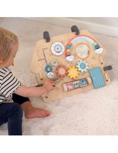 WOOPIE GREEN manipuliacinė lenta 2in1 8 el. Klasikiniai kaimeliai – medinis edukacinis žaislas 2