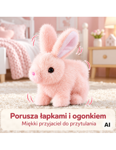 Interaktyvus pliušinis zuikutis su pavadėliu Woopie - Walking Kica