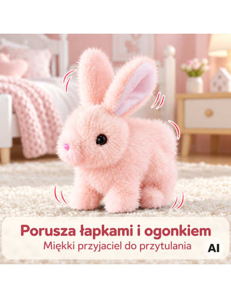 Interaktyvus pliušinis zuikutis su pavadėliu Woopie - Walking Kica