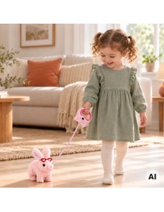 Interactive Plush Bunny on a Leash Woopie - Walking Kica 2