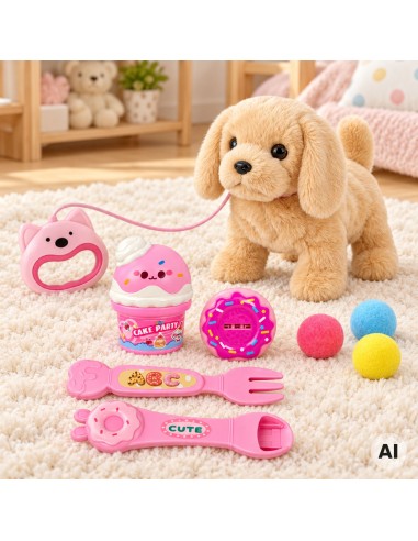 Woopie Interactive Plush Dog on a Leash with Accessories