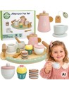 Holz-Tee-Set Woopie – Pastellfarben: Tablett, Tasse, Teekanne