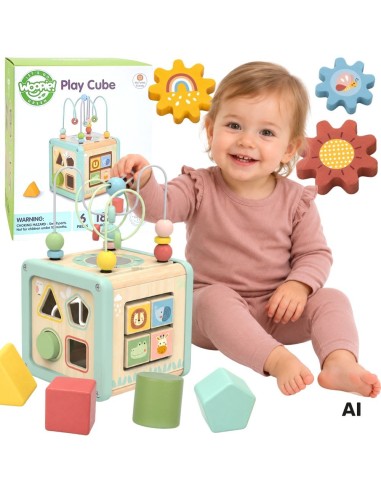 WOOPIE GREEN Wooden Activity Cube - Educational Sorter