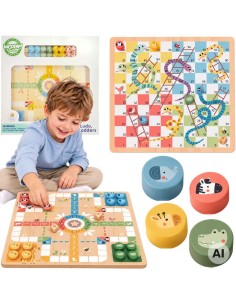 WOOPIE GREEN Gry Planszowe 2w1: Ludo Chińczyk i Węże z Drabinami