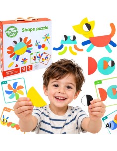 WOOPIE GREEN Wooden Montessori Puzzle 40 Patterns - 55 pcs.
