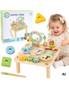 WOOPIE GREEN Medinis edukacinis muzikinis staliukas „Labirintas“ 5W1 - Muzikinis labirintas