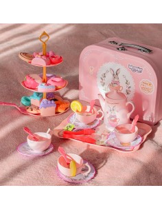 Tea Set in a Suitcase with Woopie Cake Stand - Children's Service 2