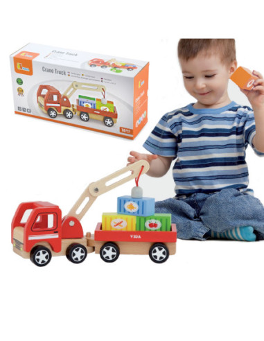 Drewniany Dźwig z kontenerami Viga Toys