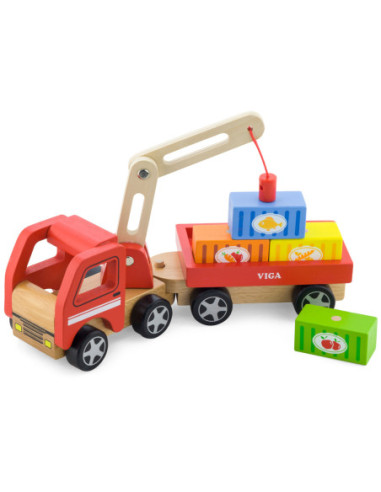 Drewniany Dźwig z kontenerami Viga Toys