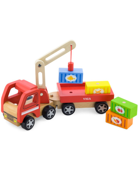 Drewniany Dźwig z kontenerami Viga Toys