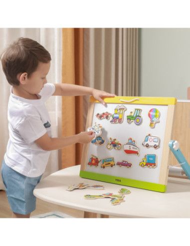 Drewniany zestaw magnesów Pojazdy Viga Toys