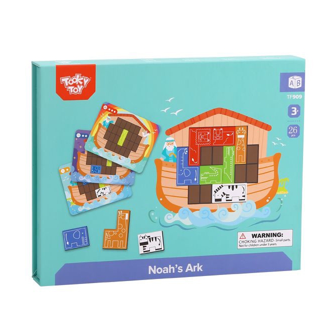 Układanka magnetyczna montessori logiczna puzzle tetris arka noego 26 el.
