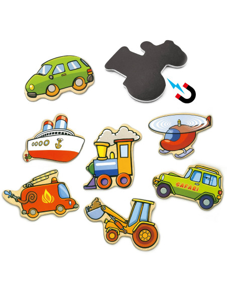Drewniany zestaw magnesów Pojazdy Viga Toys