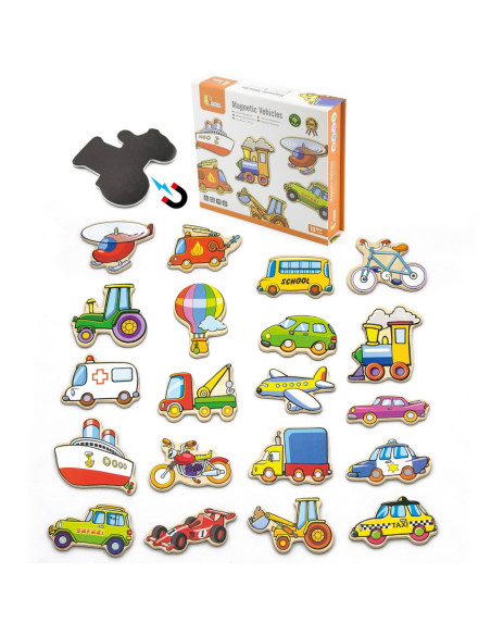 Drewniany zestaw magnesów Pojazdy Viga Toys