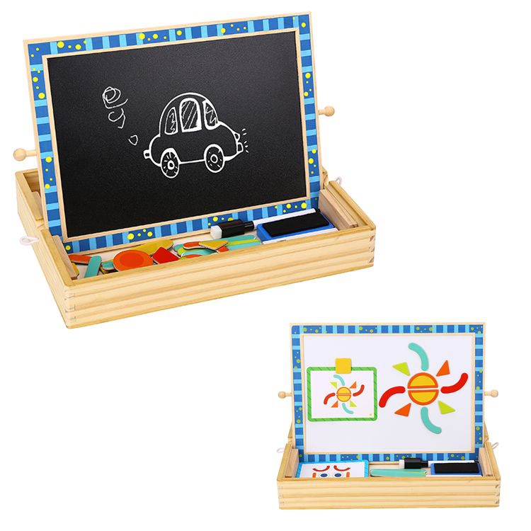 Tablica magnetyczna kredowa 2w1 układanka puzzle kształty 117 el. certyfikat fsc