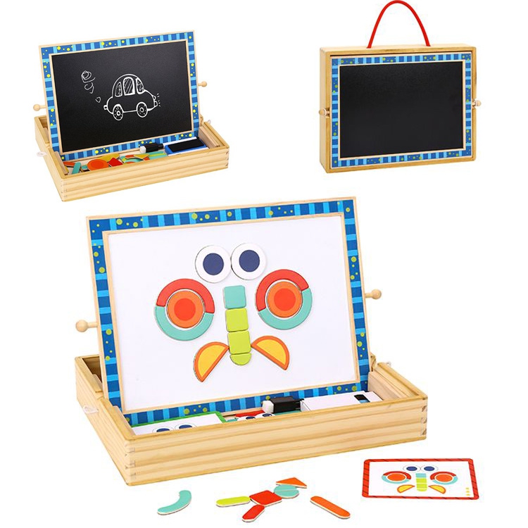 Tablica magnetyczna kredowa 2w1 układanka puzzle kształty 117 el. certyfikat fsc