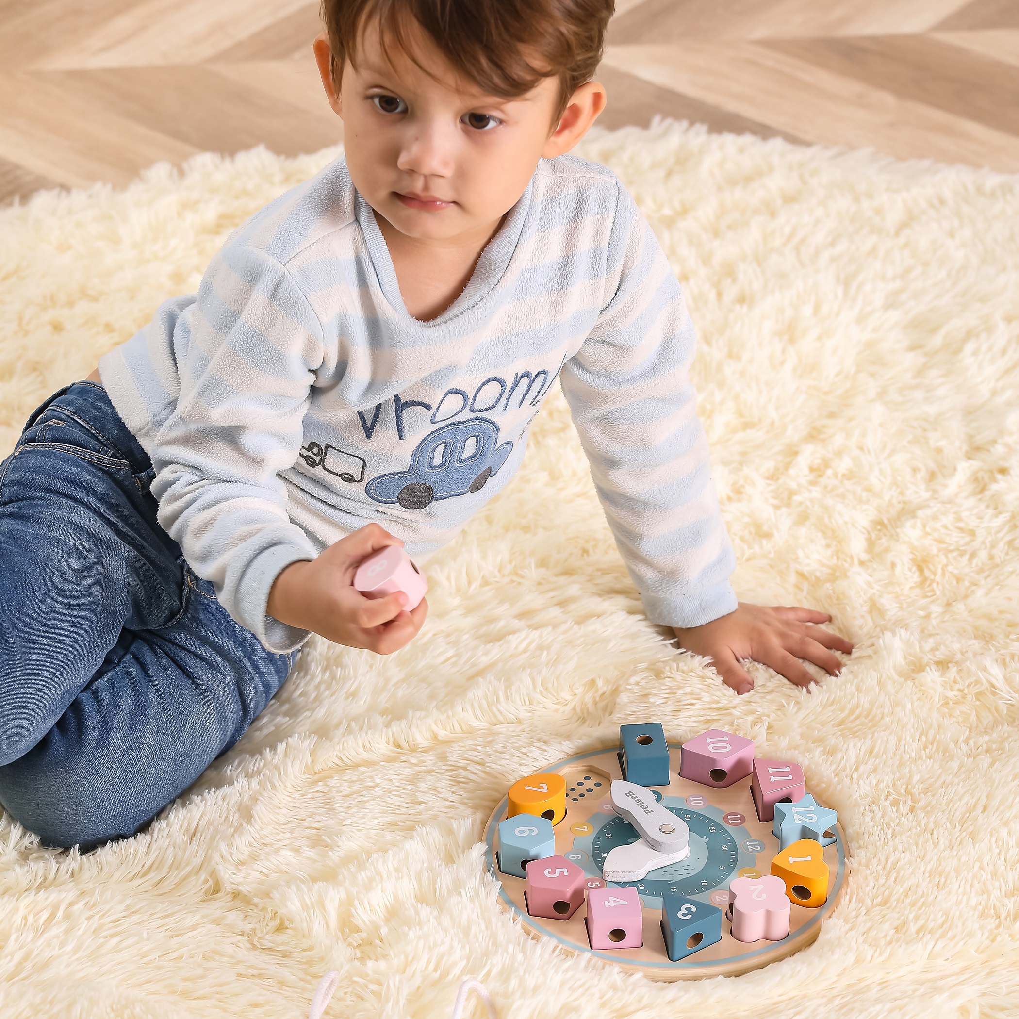 Polarb sorter kształtów zegar nawlekanka montessori