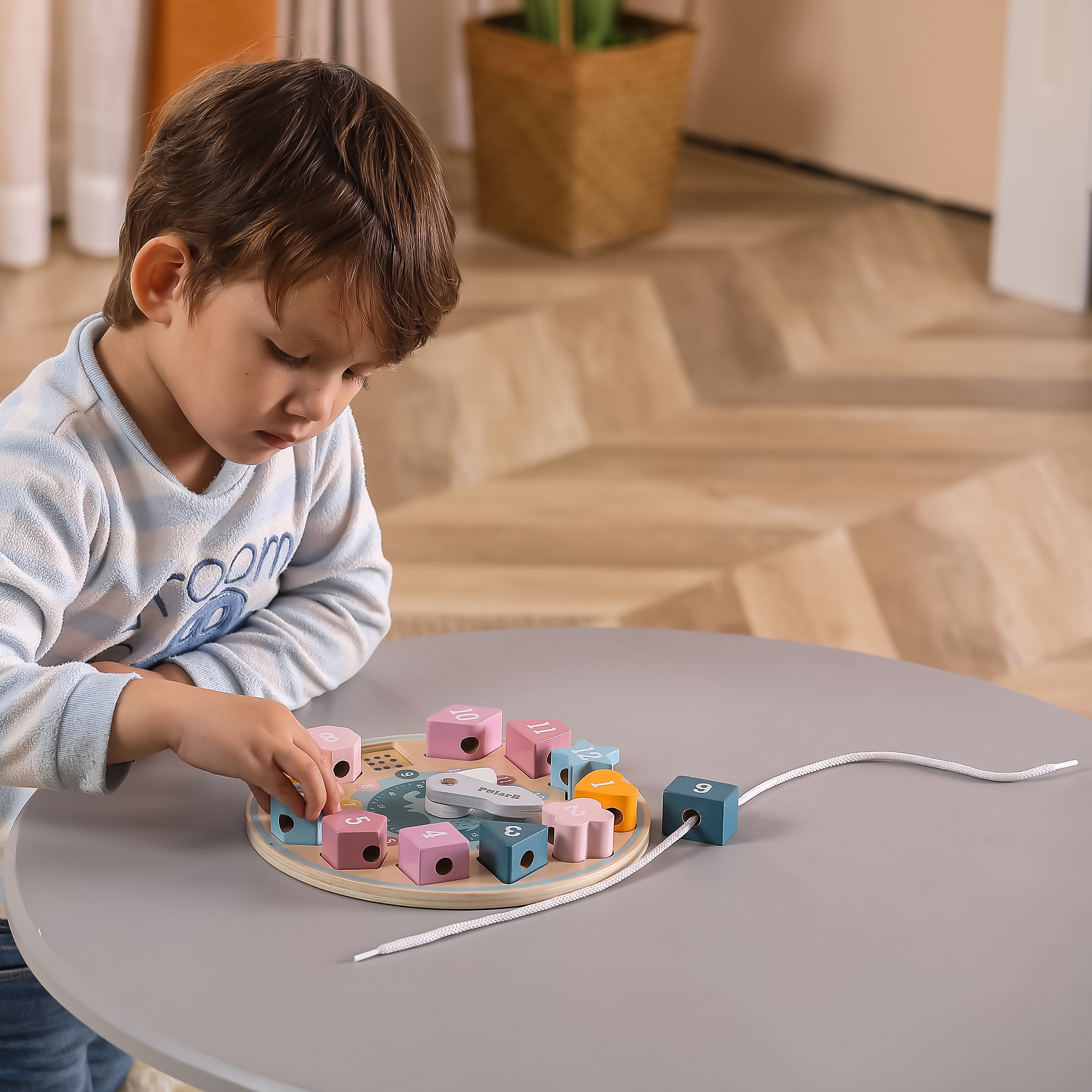 Polarb sorter kształtów zegar nawlekanka montessori