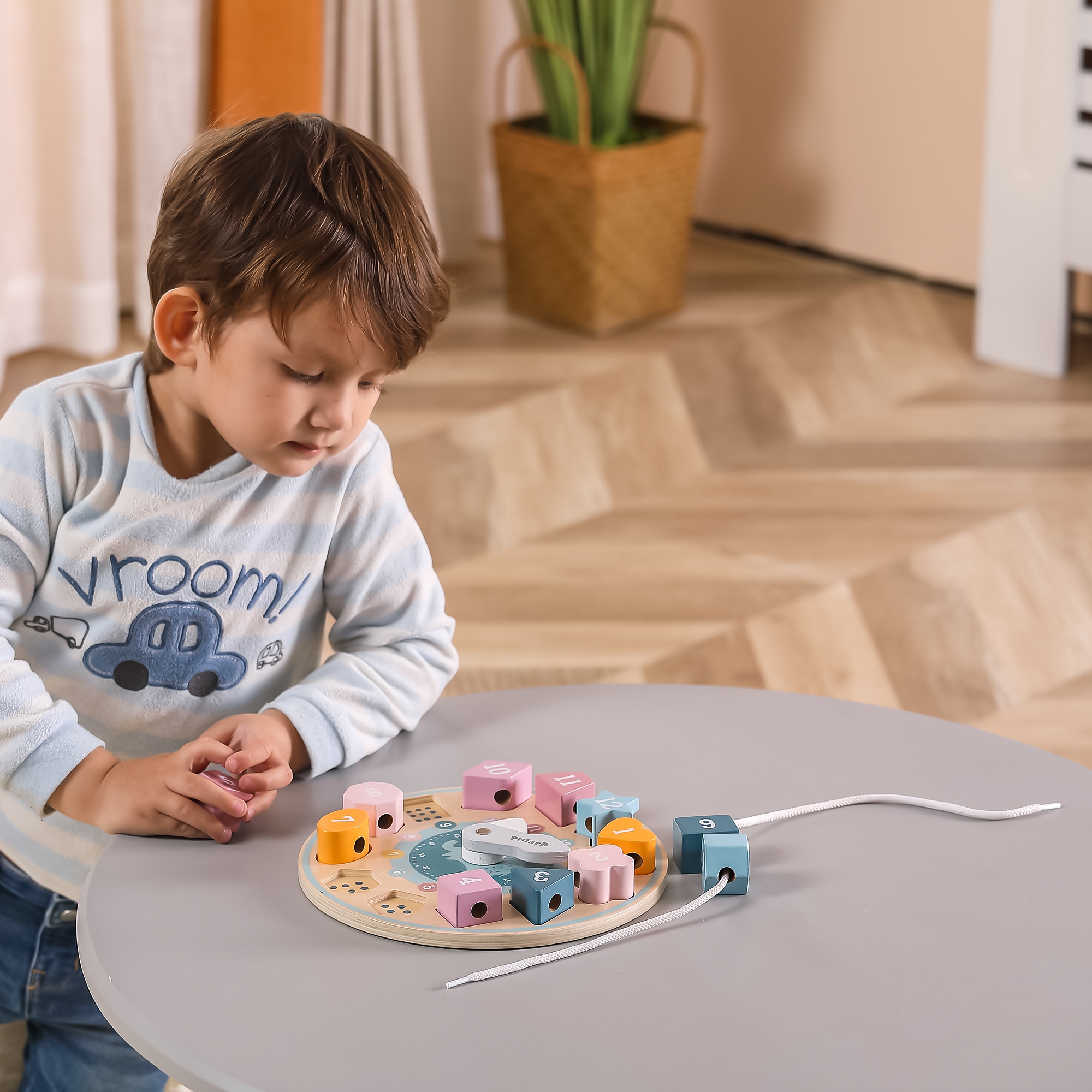 Polarb sorter kształtów zegar nawlekanka montessori