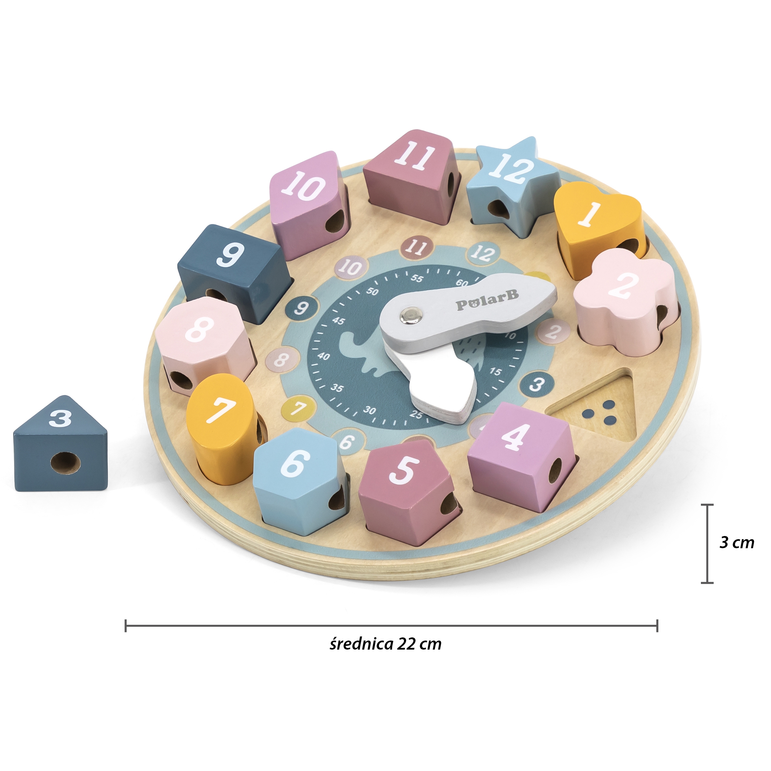 Polarb sorter kształtów zegar nawlekanka montessori