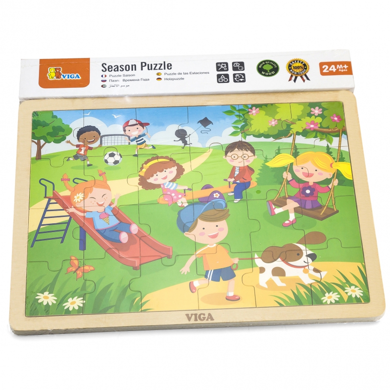 VIGA Drewniane Puzzle Plac Zabaw 24 Elementy