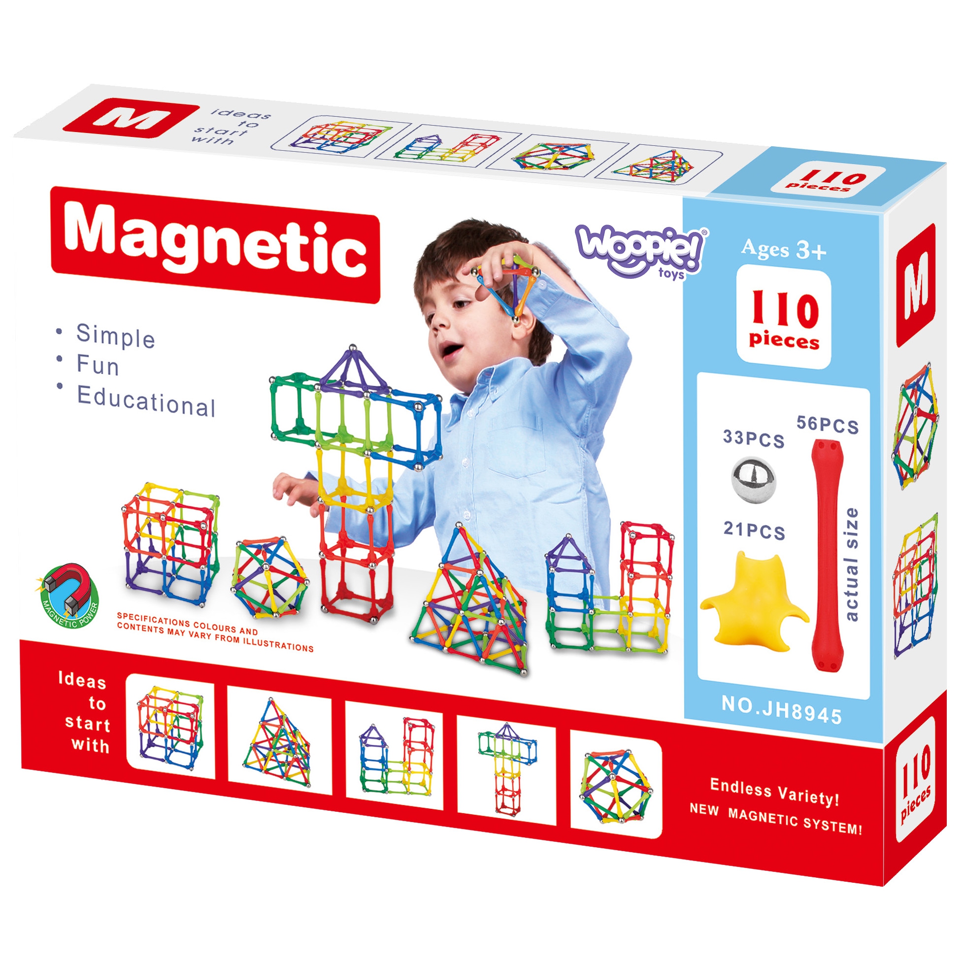 Klocki magnetyczne konstrukcyjne układanka kreatywna 110 el.