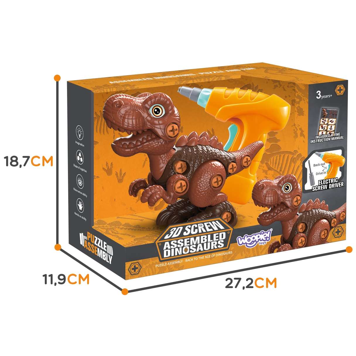 Dinozaur do skręcania zestaw konstrukcyjny + wiertarka 31 el.