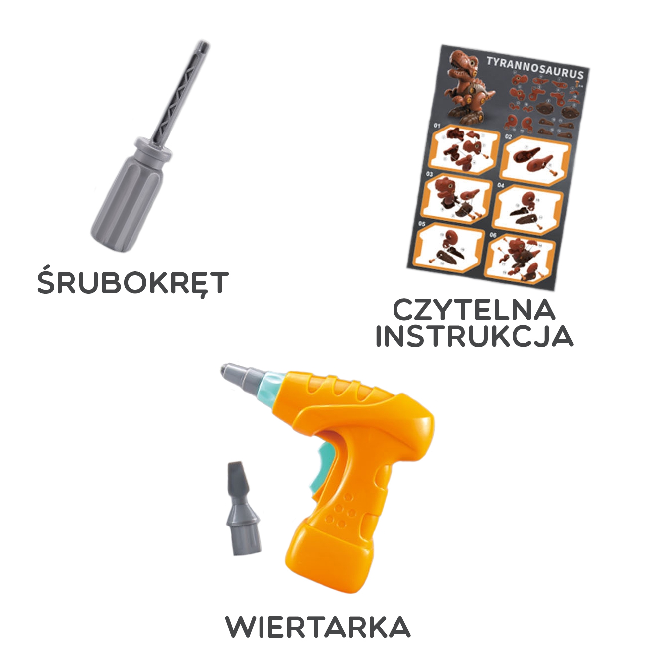 Dinozaur do skręcania zestaw konstrukcyjny + wiertarka 31 el.