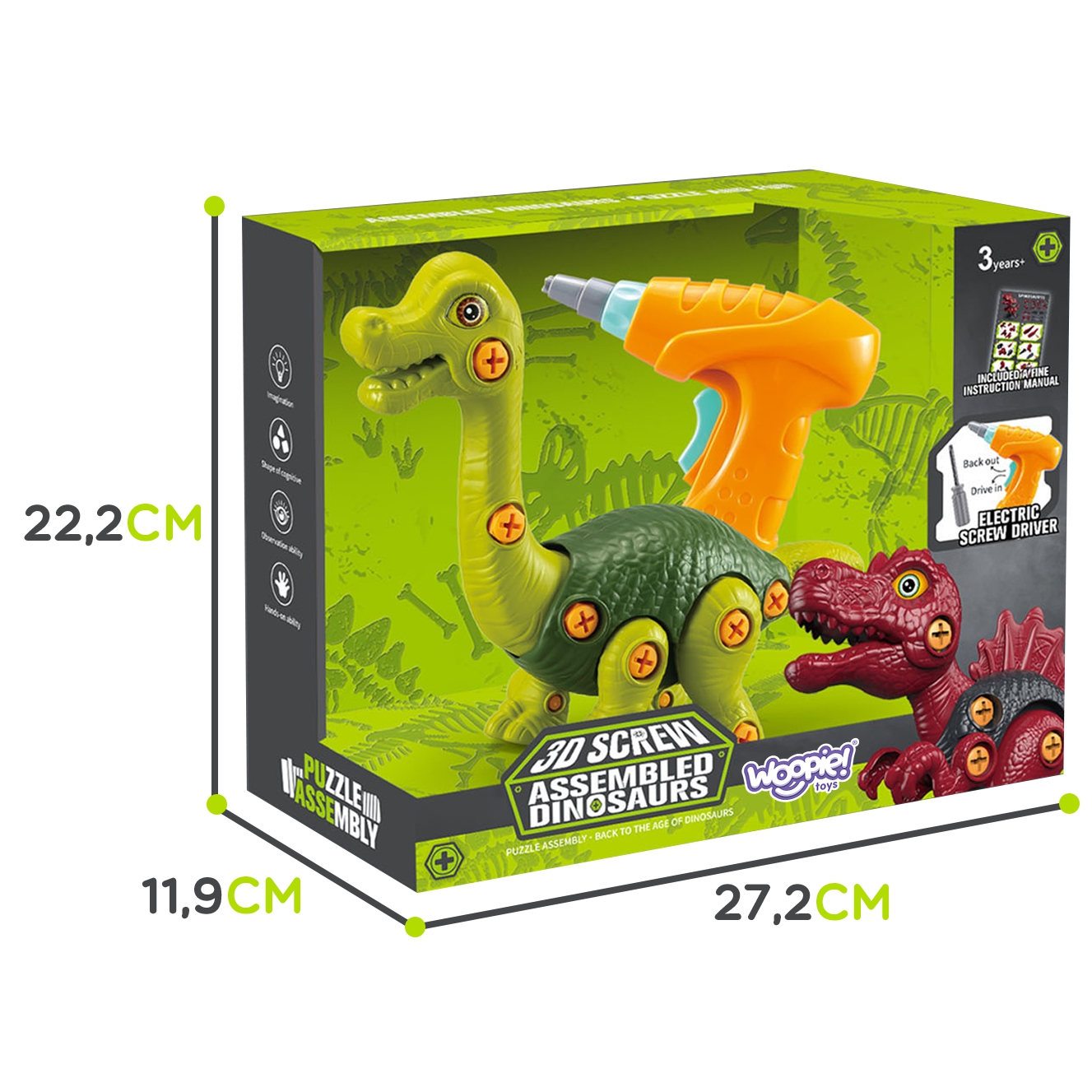 Dinozaur do skręcania zestaw konstrukcyjny + wiertarka 31 el.