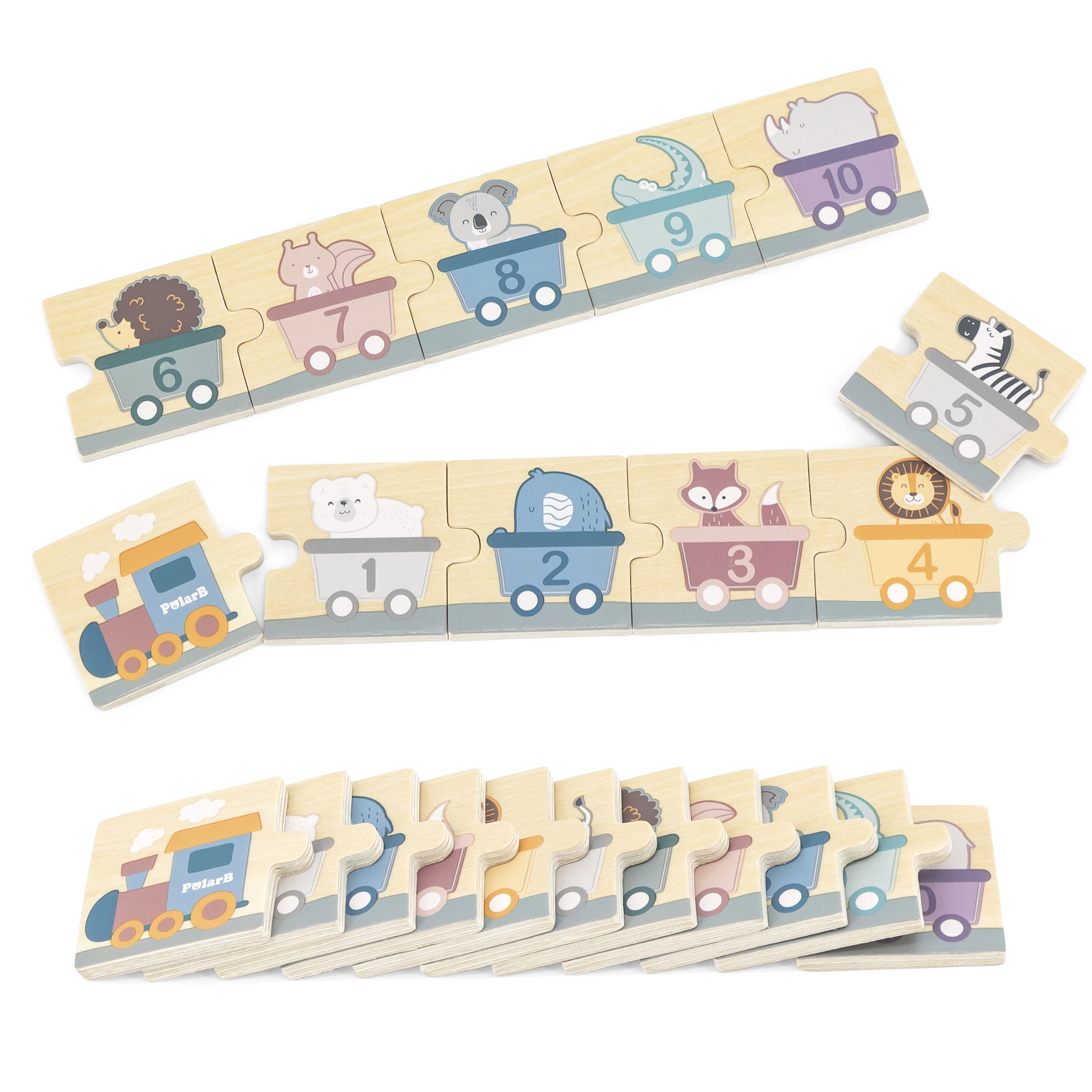 Polarb drewniane puzzle numeryczne cyferki montessori