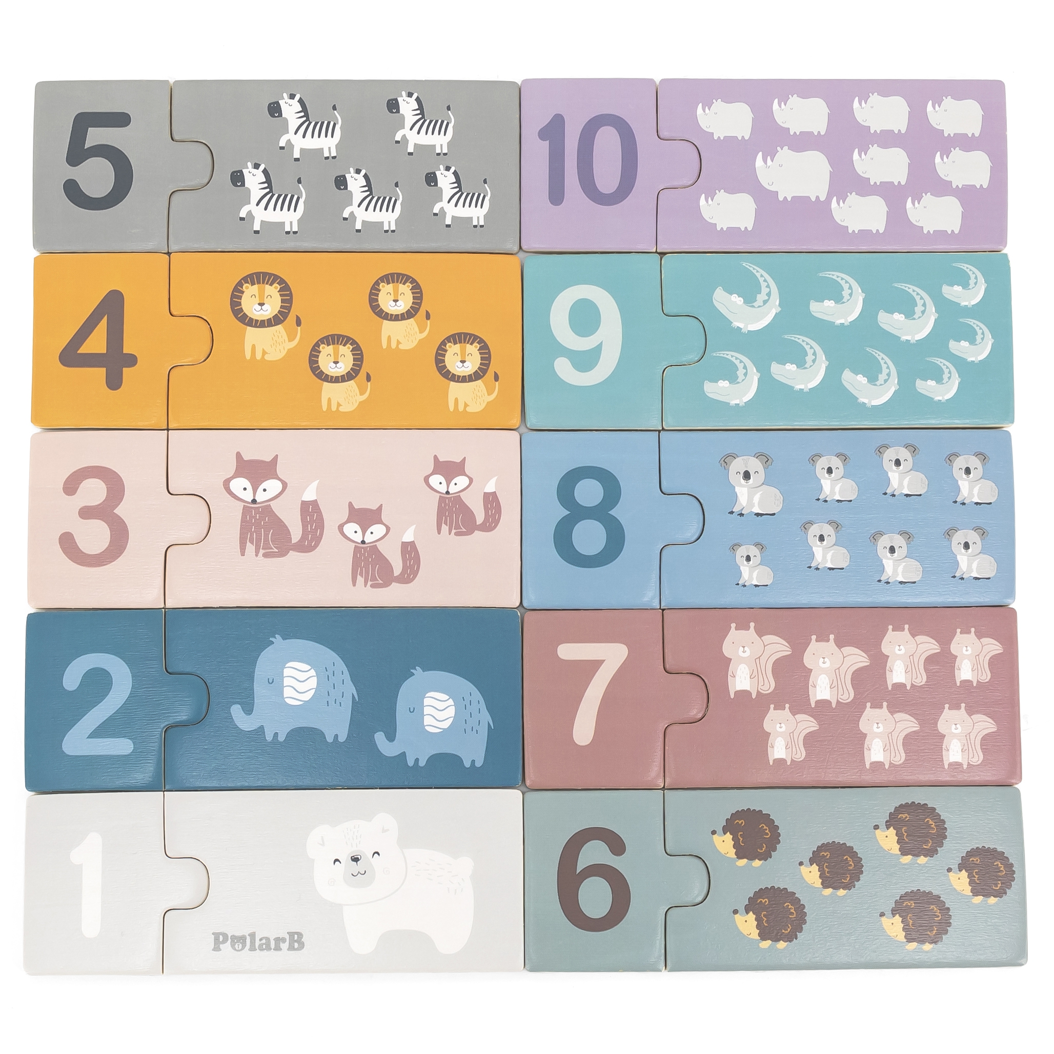 Polarb drewniane puzzle numeryczne cyferki montessori
