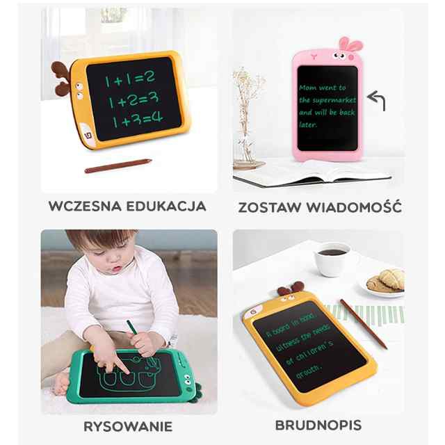 WOOPIE Tablet Graficzny 10.5" Świnka dla Dzieci do Rysowania Znikopis + Rysik